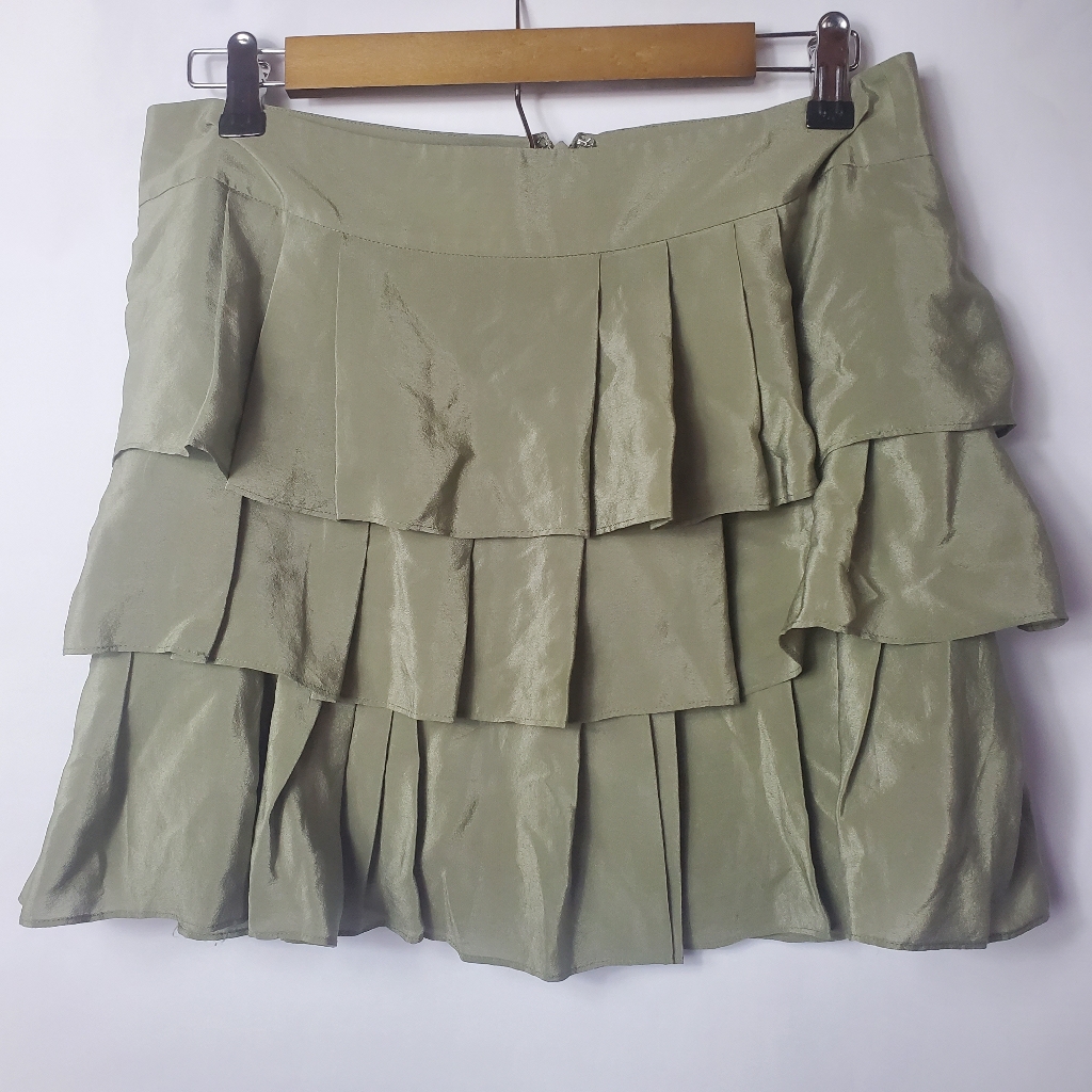 Banana Republic Heritage Silk Green Ruffle Skirt